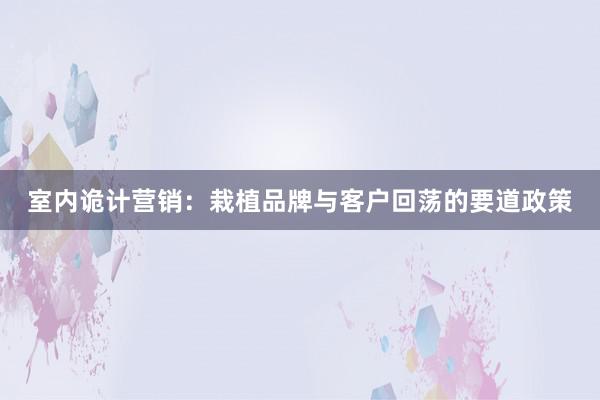 室内诡计营销：栽植品牌与客户回荡的要道政策